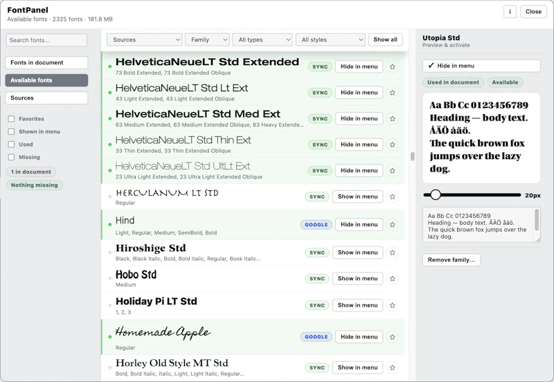 FontPanel screenshot 2