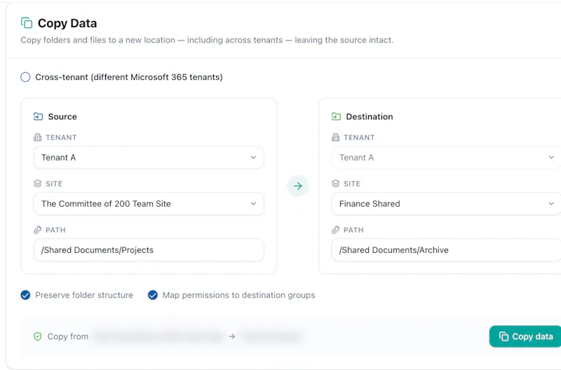 SharePoint Permissions & Copying screenshot 2