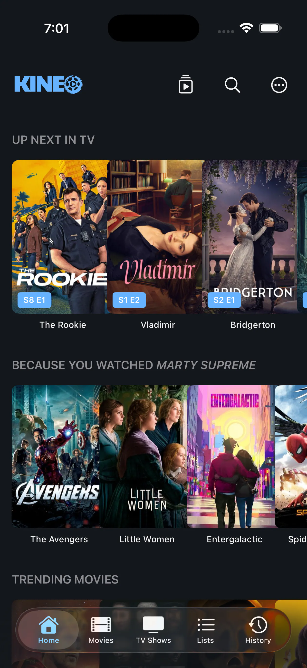 Kineo - Movie & TV Tracker のプロダクトバナー
