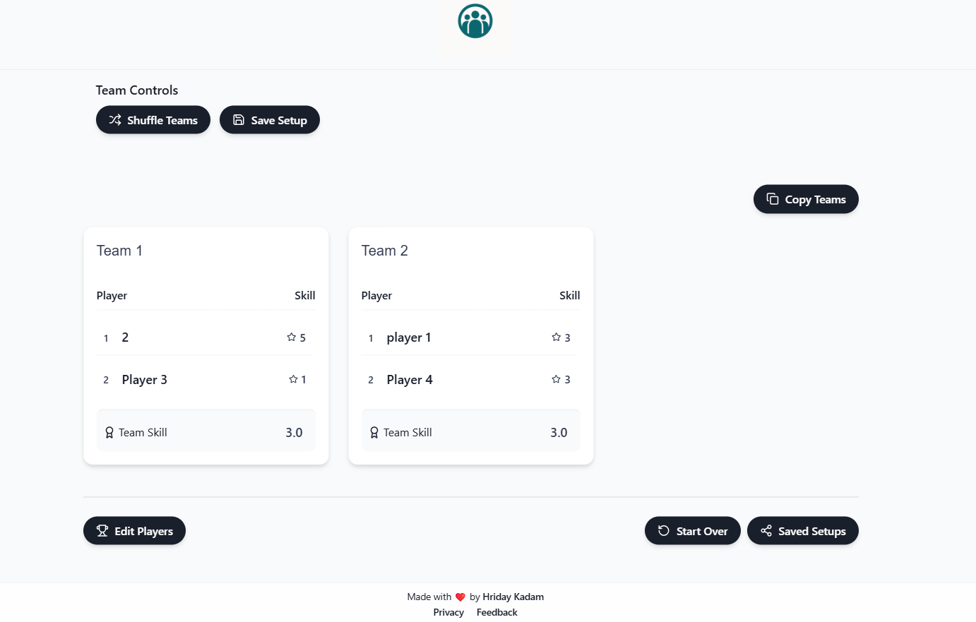 TeamUp - Create balanced teams in seconds media 1