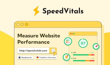 SpeedVitals software interface displaying website performance metrics