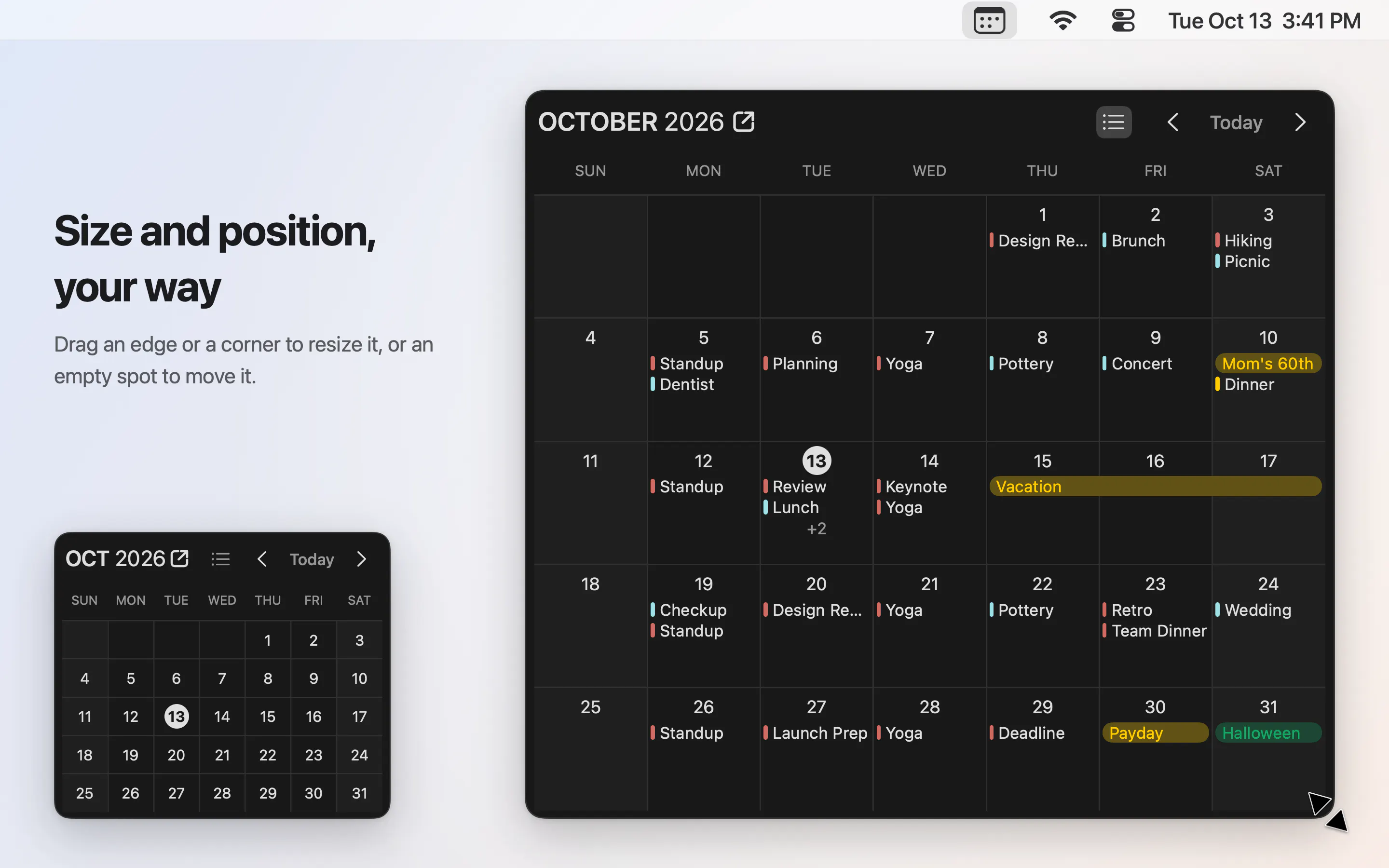 MacOS Neat Menubar Calendar gallery image