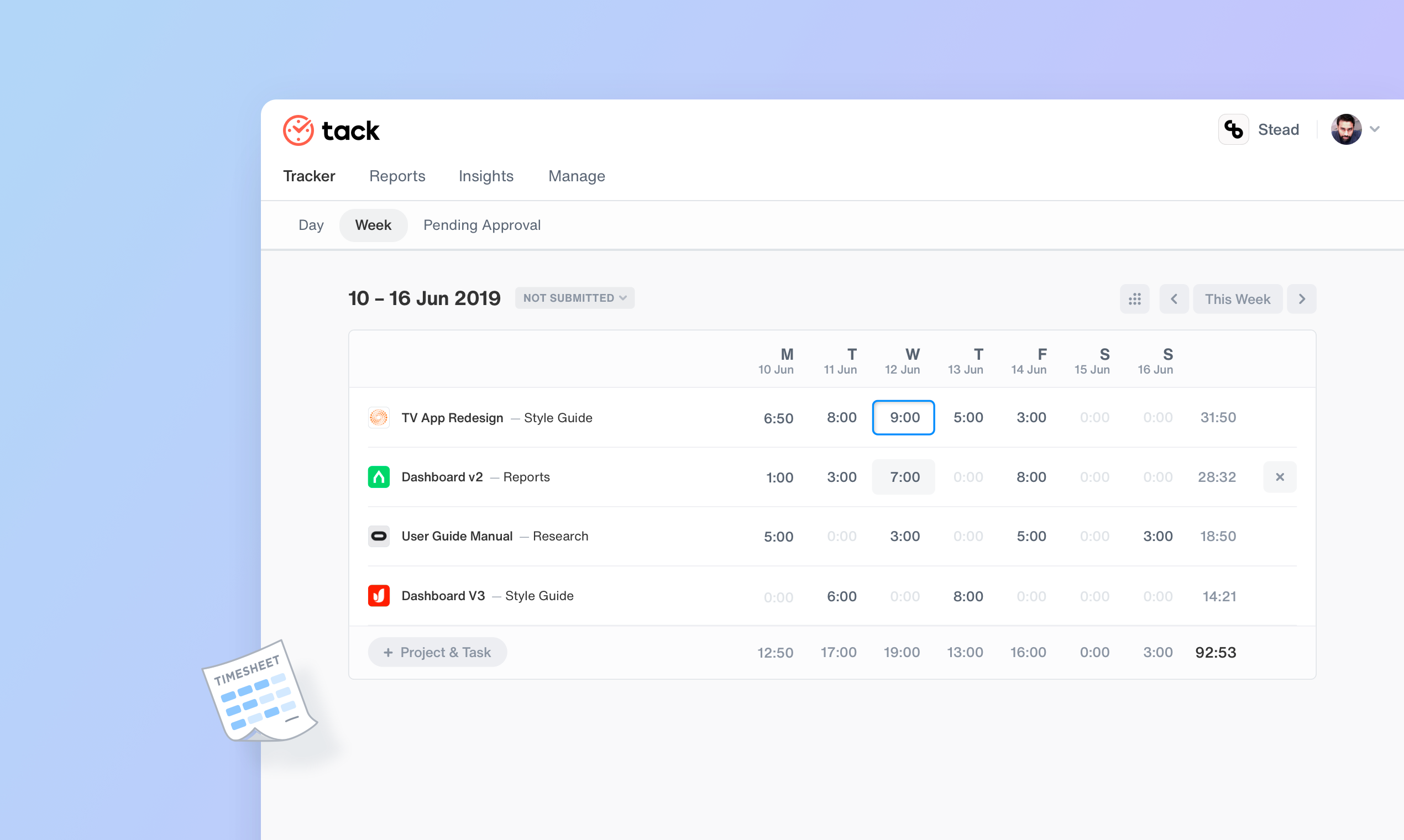 Tack All new time tracking & greater insights Product Hunt