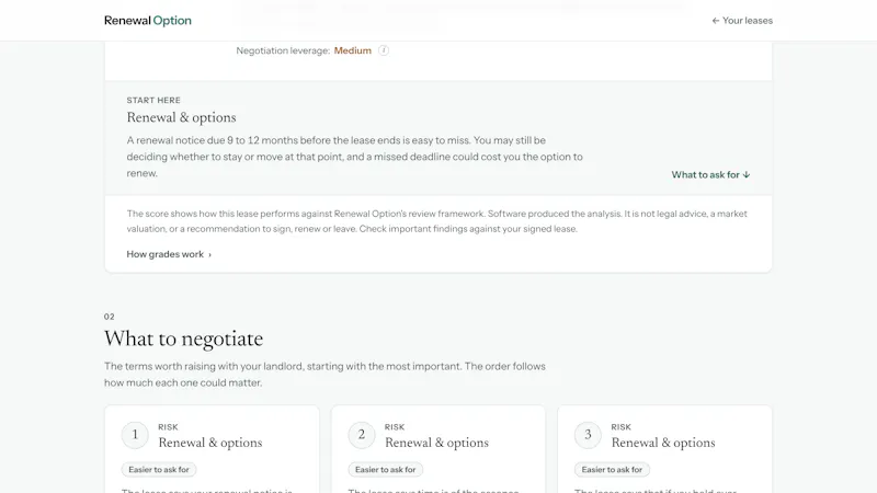 Renewal Option screenshot 1