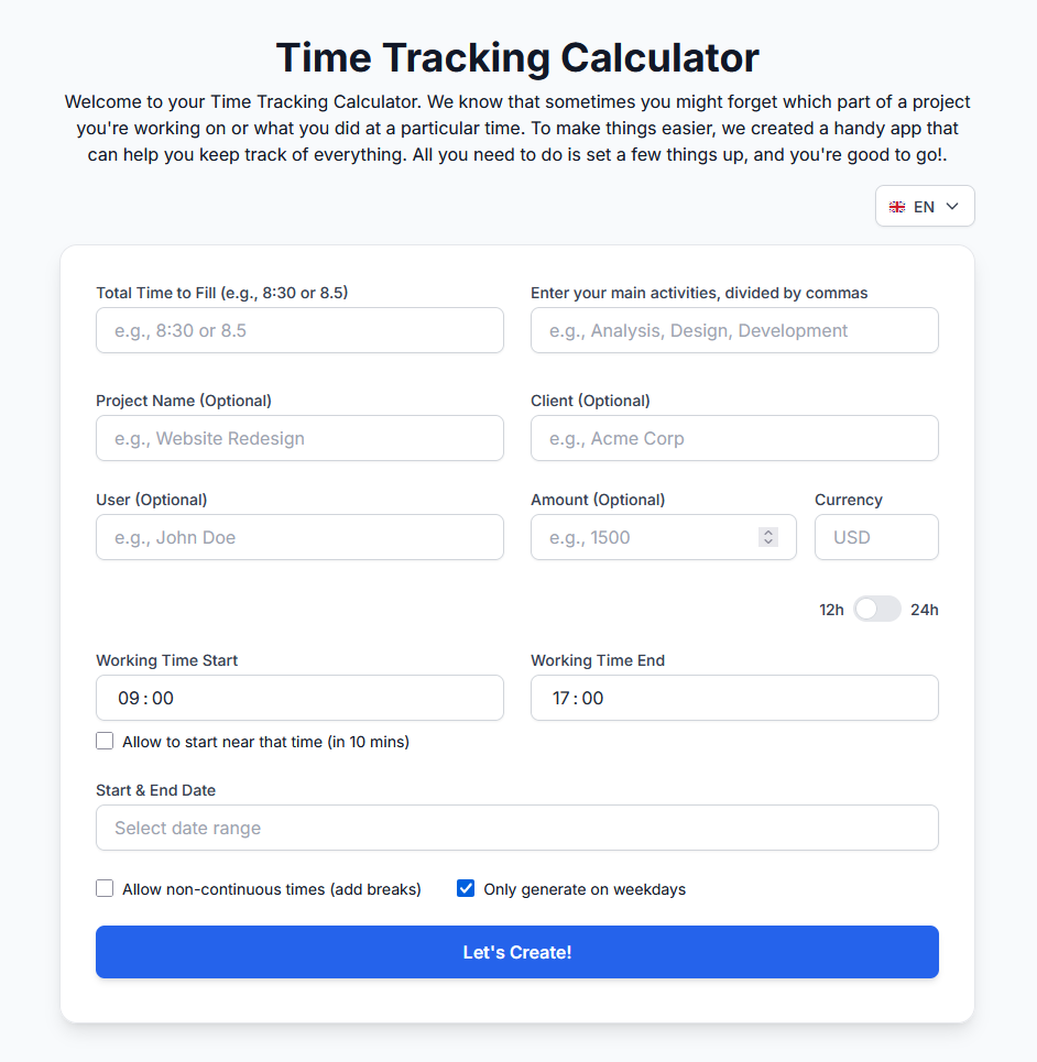 Time Tracking App Calculator gallery image