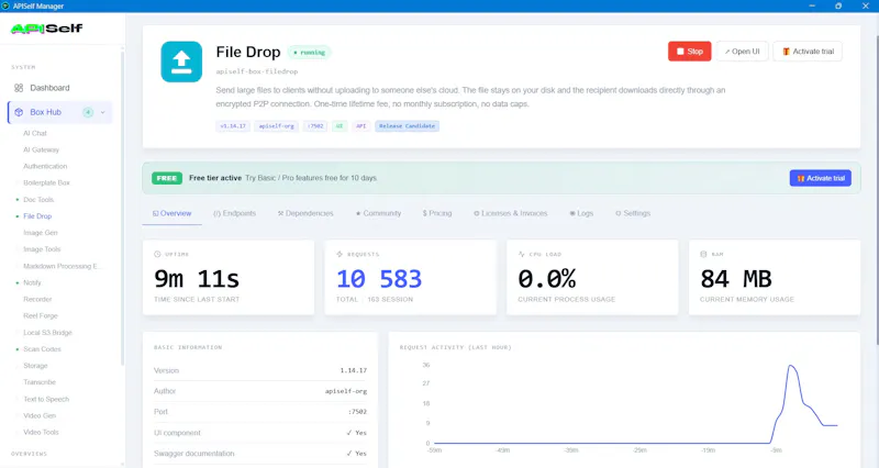 APISelf File Drop Box screenshot 5