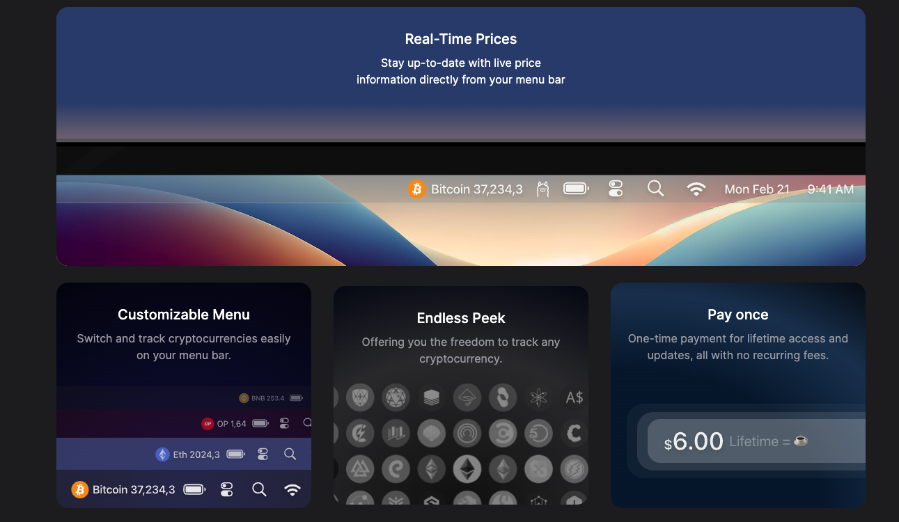 Koin Peek - Aplikasi Bar Menu untuk MacOS media 2