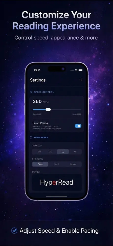 HyperRead: Read 3x Faster - Screenshot 2 showing product features and functionality