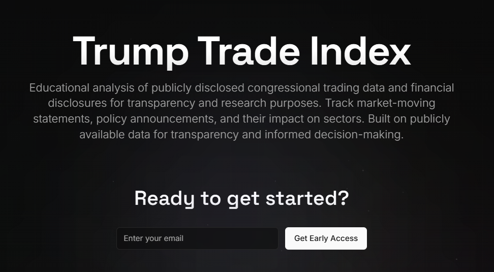 Trump Trade Index - Screenshot 2 showing product features and functionality