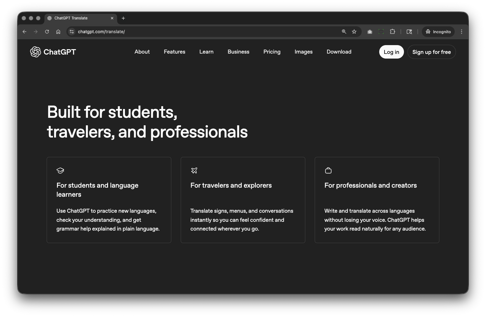 ChatGPT Translate - Screenshot 2 showing product features and functionality