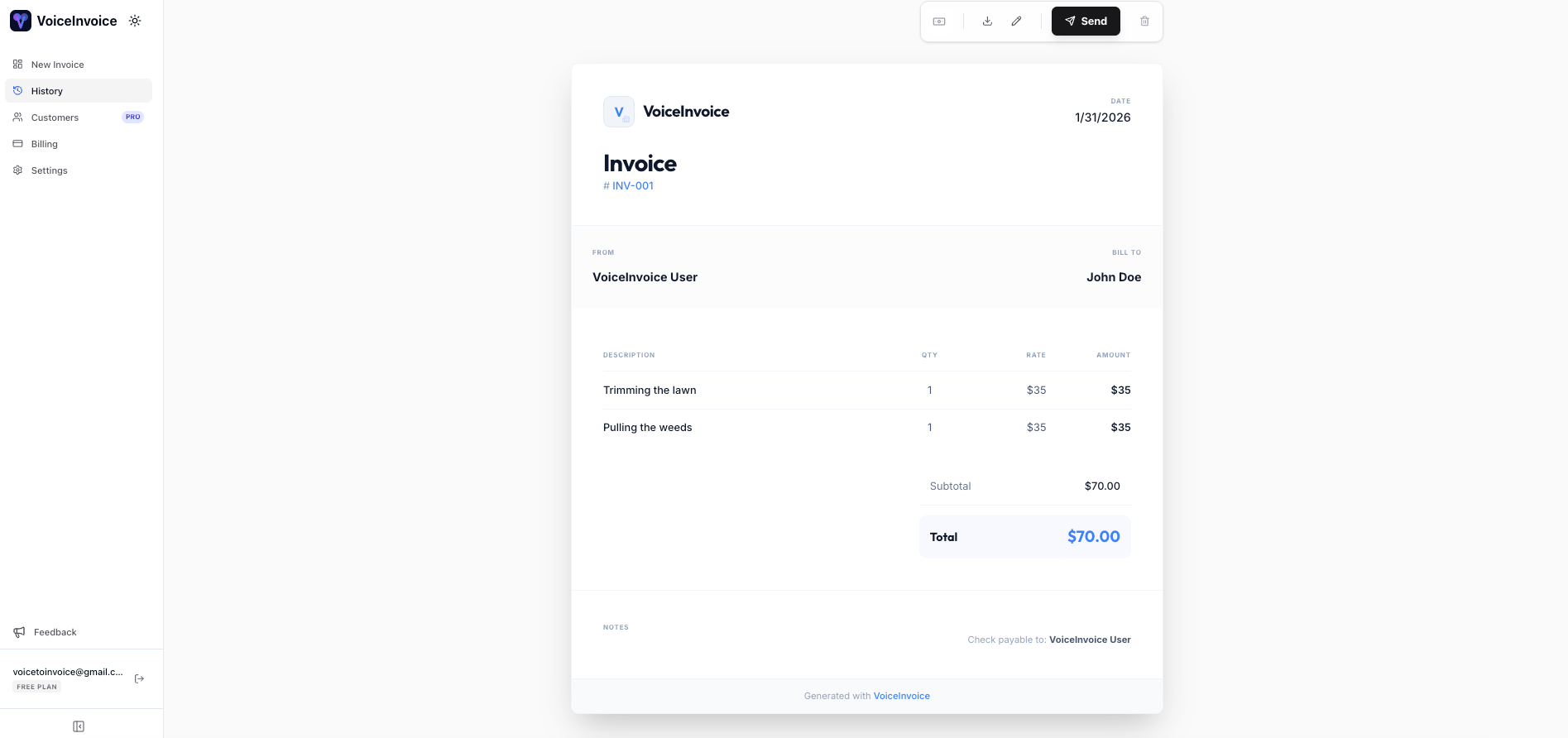 VoiceInvoice - Screenshot 4 showing product features and functionality
