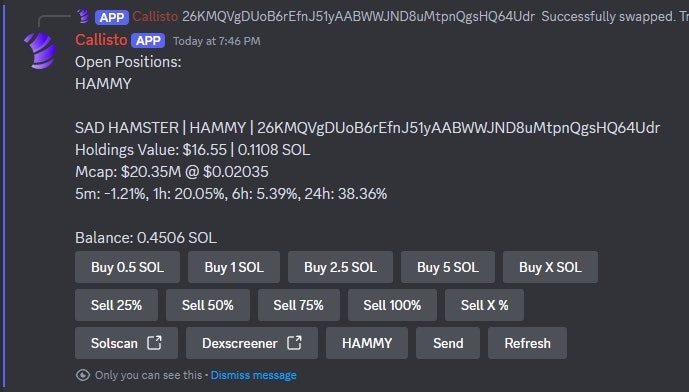 Callisto - Solana's fastest Trading Bot and Crypto Wallet for Discord media 3