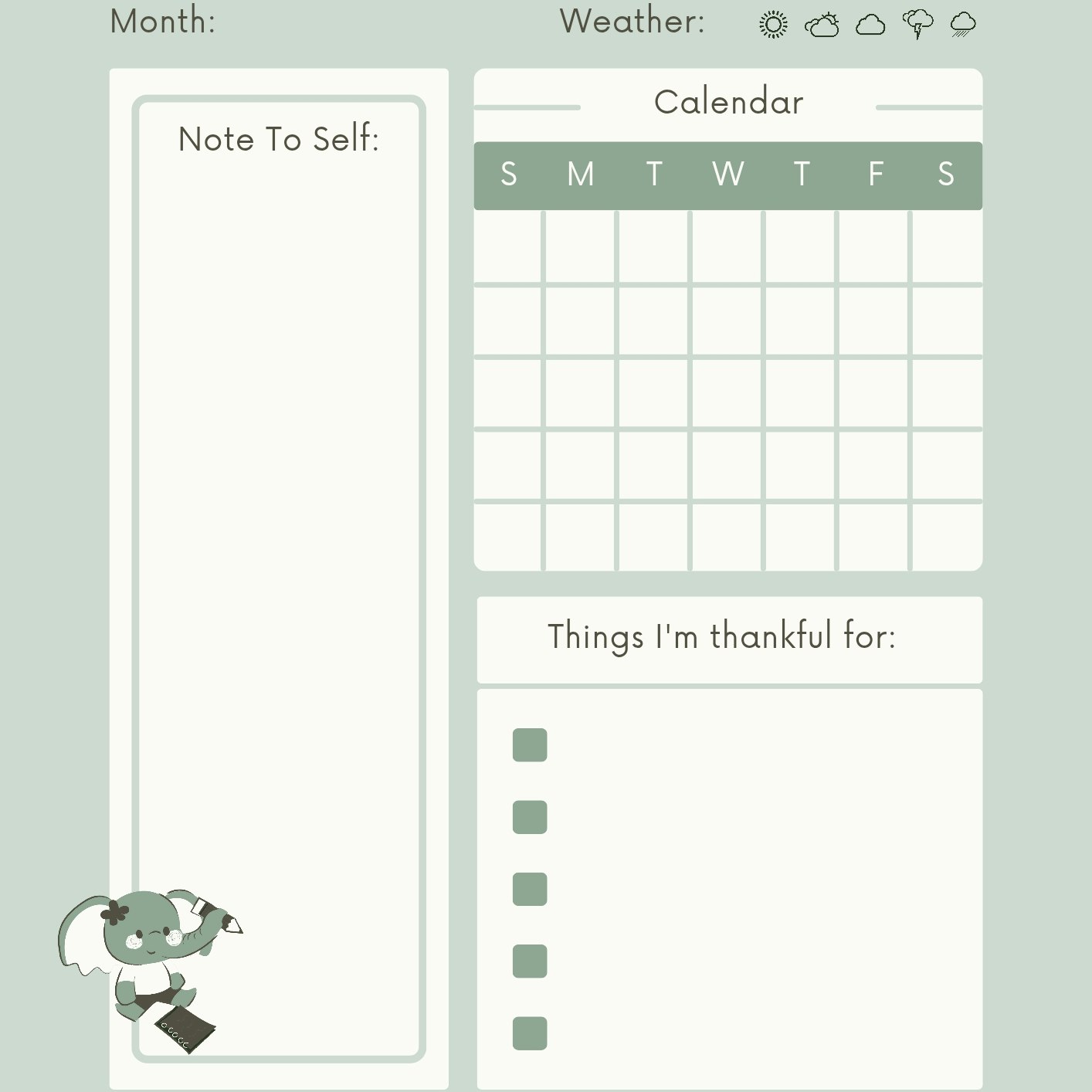 Gratitude Planner Personal Green Edition