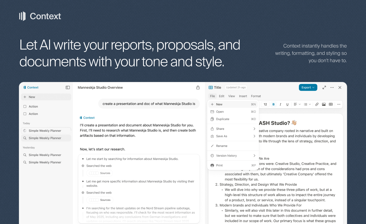 Presentations Simplified with Context