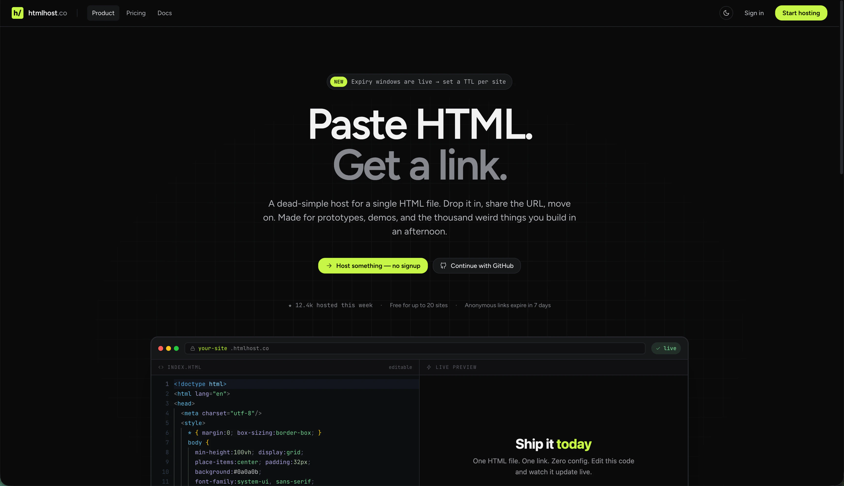 htmlhost.co screenshot 1