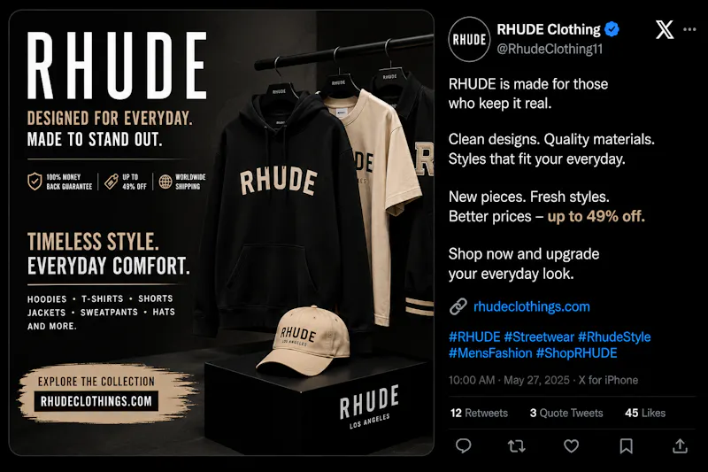 Rhude Clothing screenshot 1