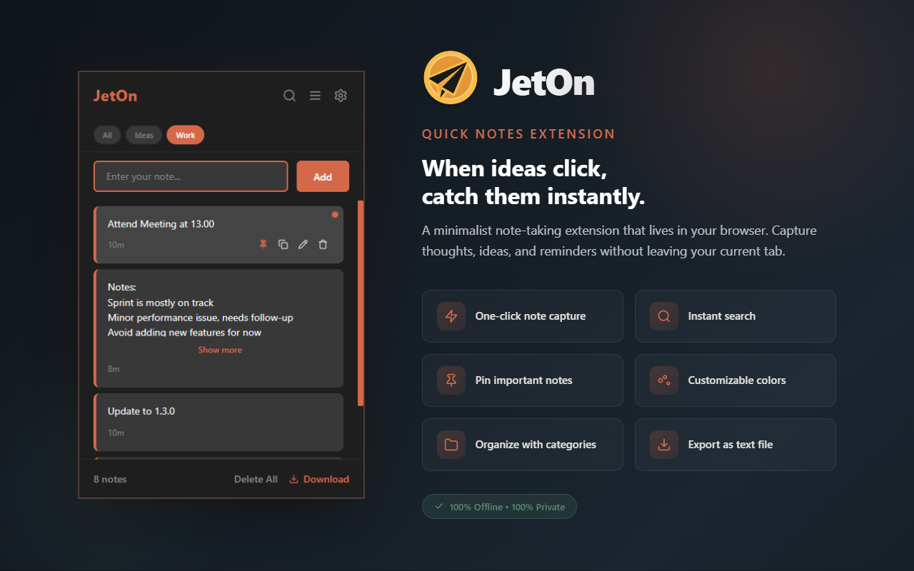 JetOn - Main product screenshot demonstrating key features and user interface