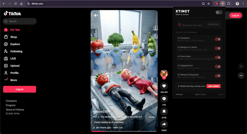 XTINCT: Remove AI clutter from the web screenshot 3