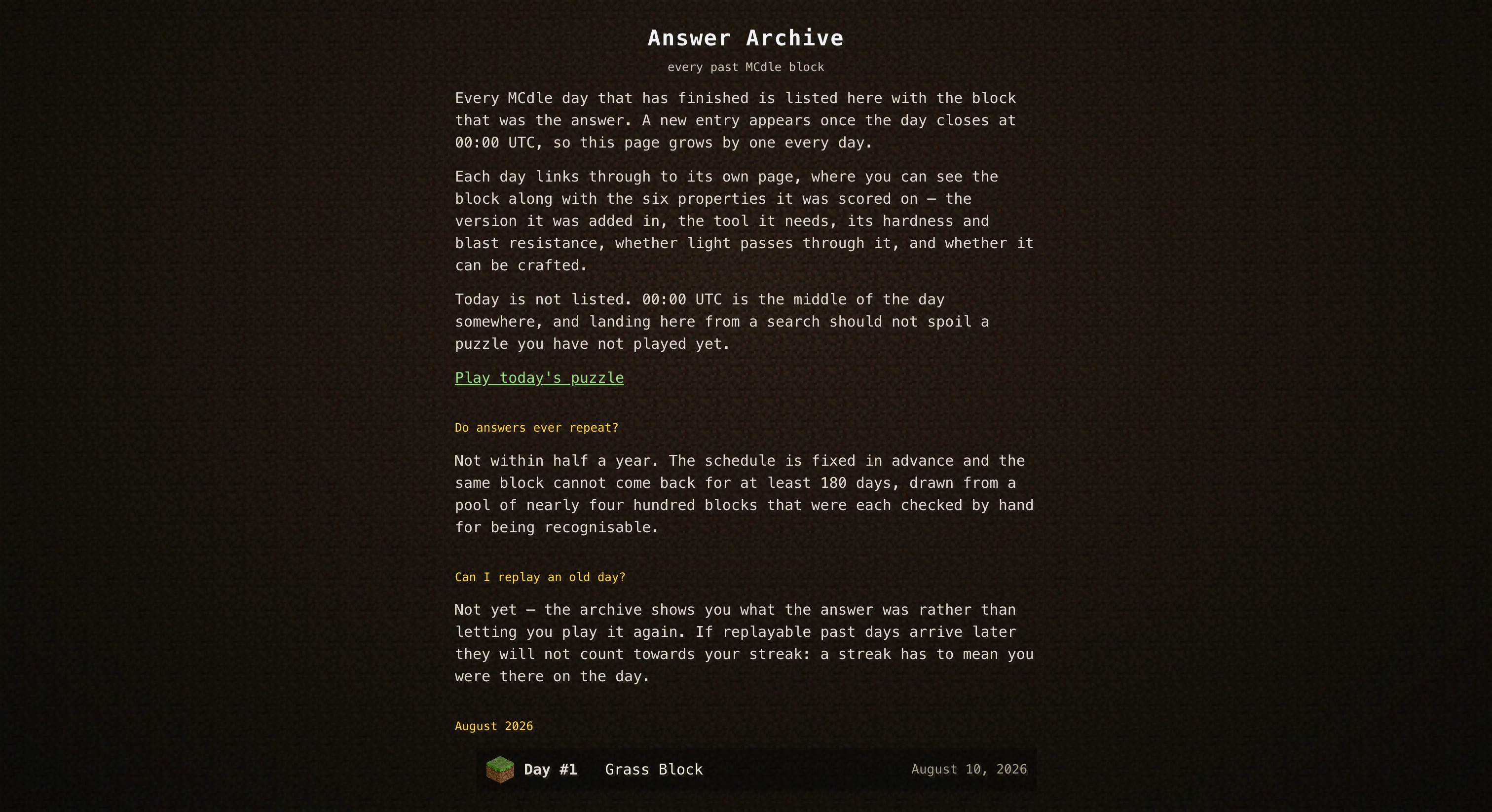MCdle — Minecraft Wordle gallery image
