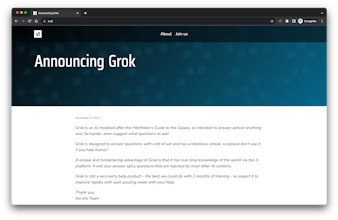 Grokのユーザーインターフェースを表示するスクリーンショットで、リアルタイムの世界知識を表示し、興味深い質問に答えます。