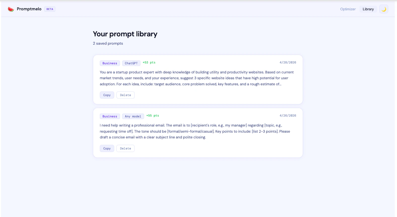 Promptmelo.com screenshot 4
