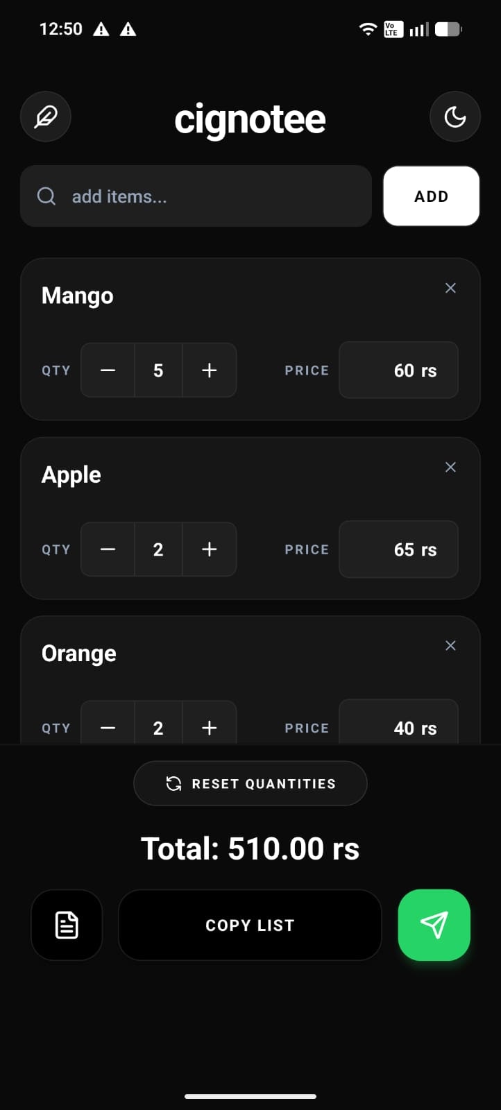 Cignotee - Screenshot 2 showing product features and functionality