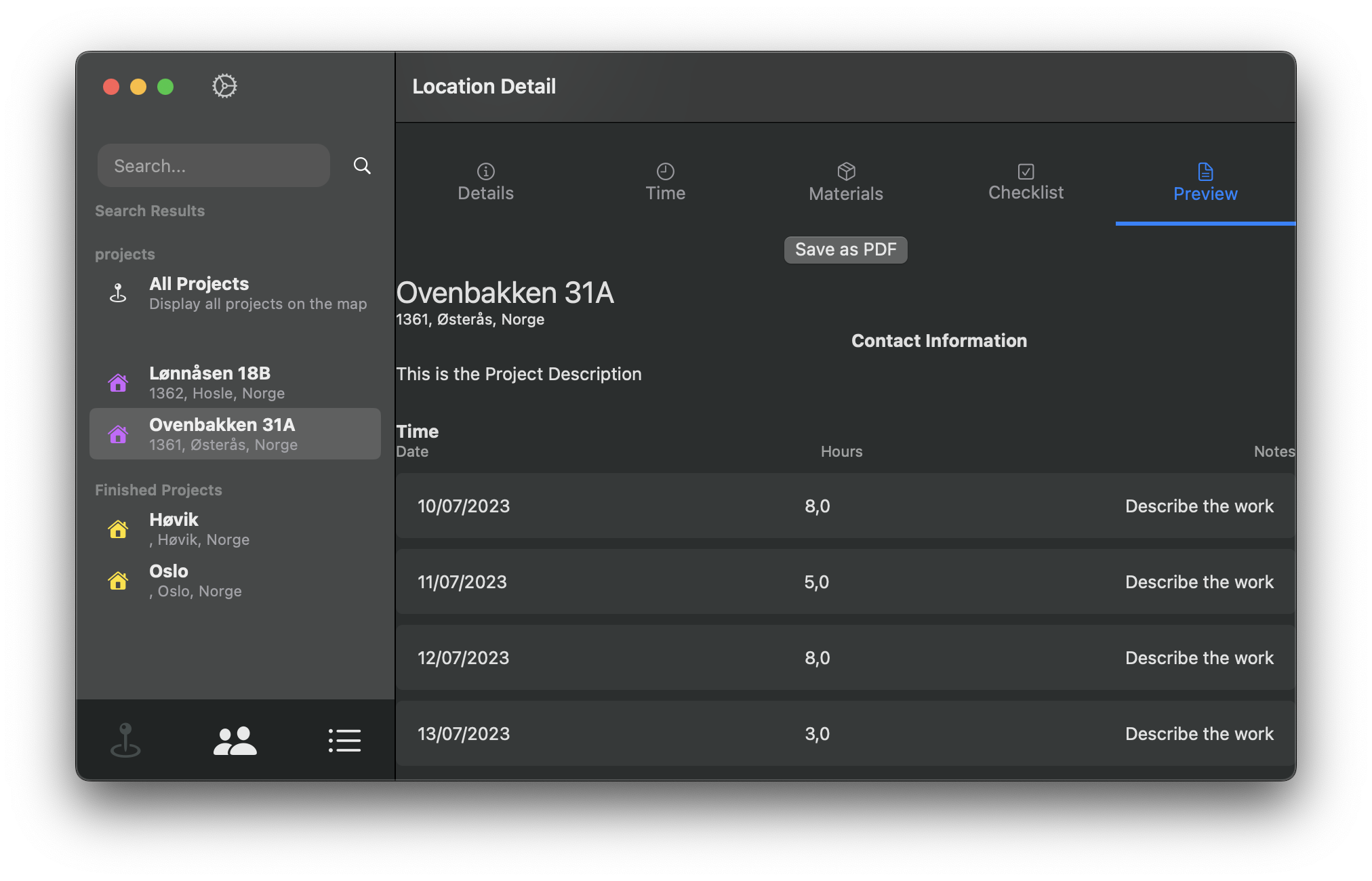 Media Mapr - Peta, Tracker Masa, Bahan, Senarai Semak dan PDFExport. 7