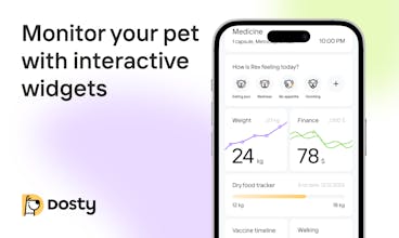 Dosty 앱을 사용하여 반려동물 주인은 쉽게 친구의 건강과 행동을 관리할 수 있습니다.