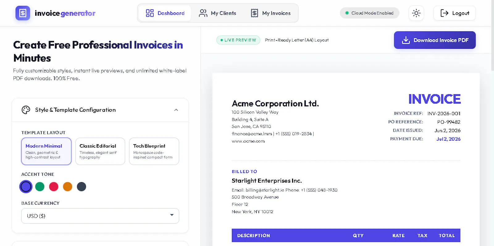 invoicegeneratorpdf.xyz screenshot 1