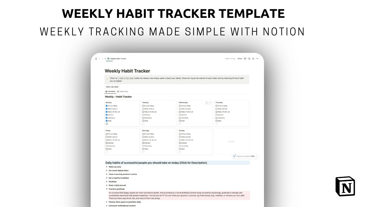 Weekly Habit Tracker  media 1