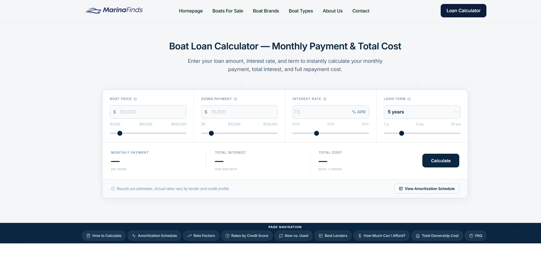 Marina Finds - Boat Loan Calculator gallery image