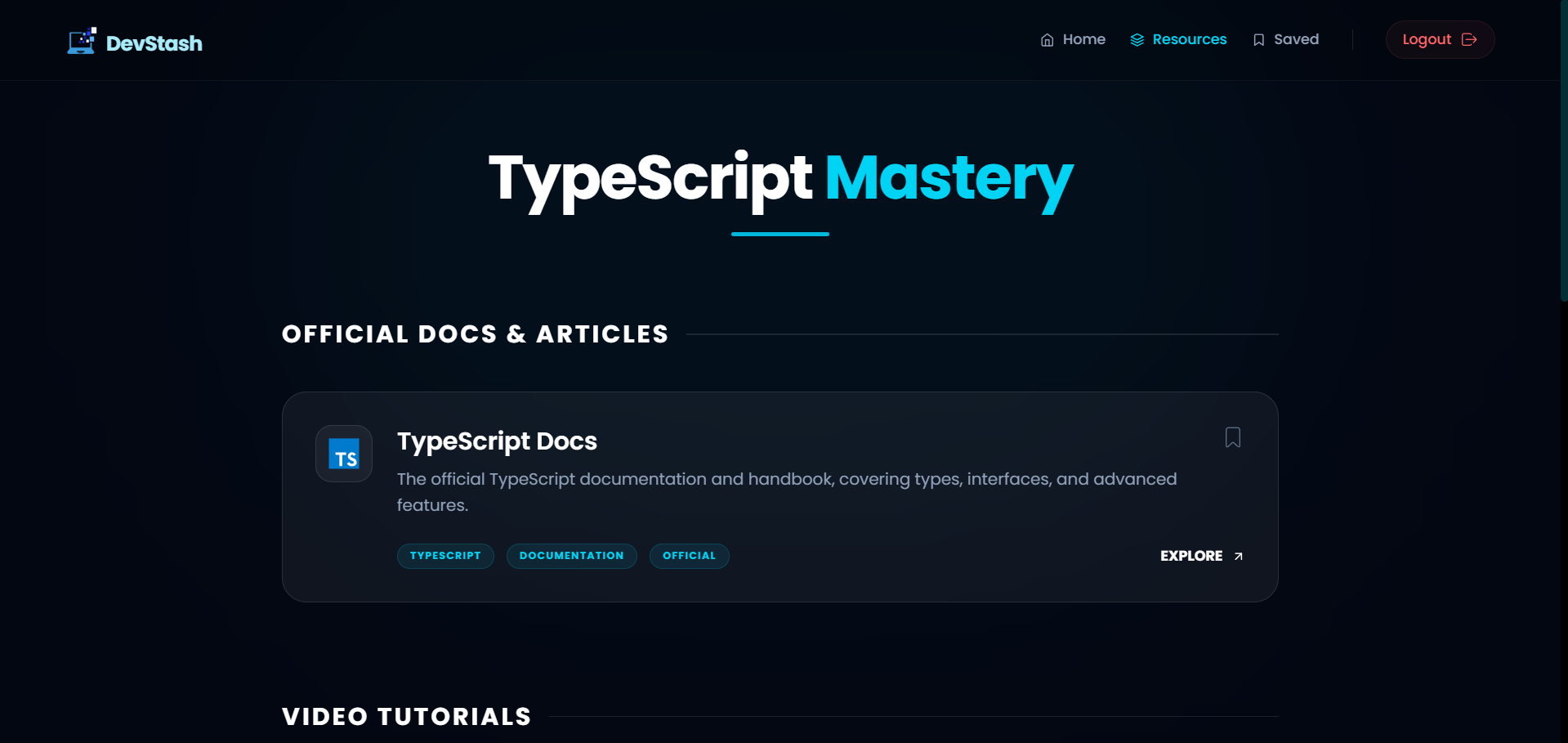 DevStash - Screenshot 3 showing product features and functionality