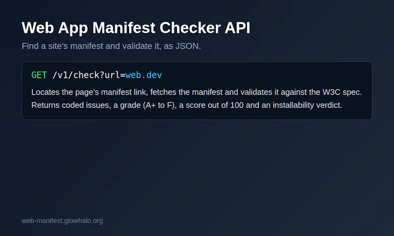 Web App Manifest Checker API screenshot 3