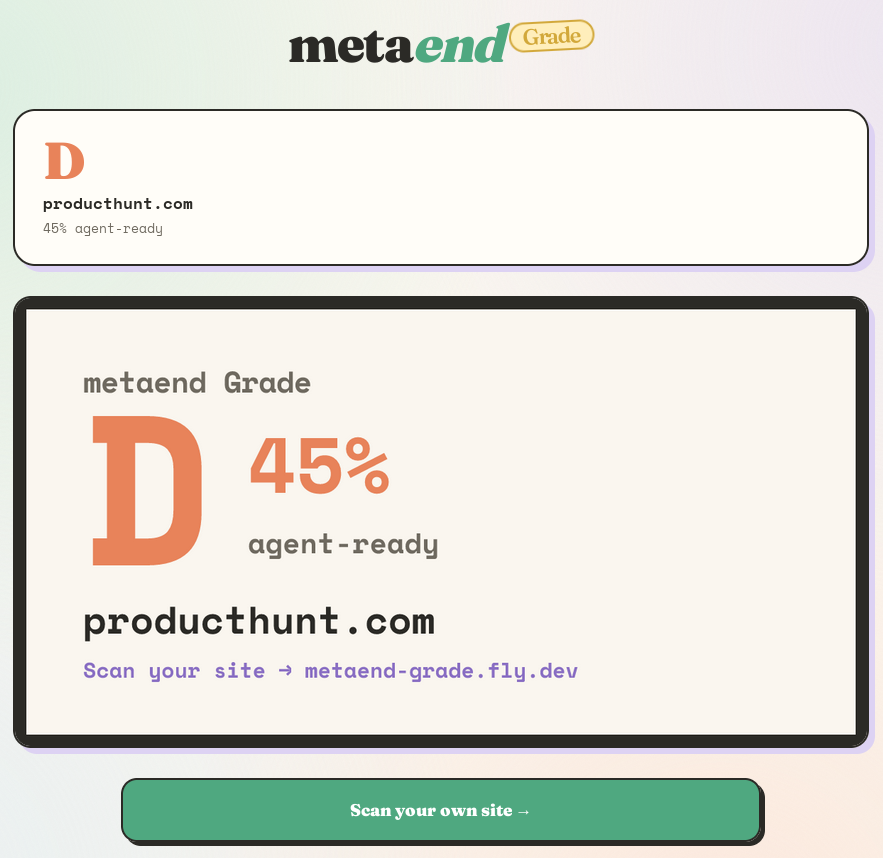 metaend Grade — Agent Readiness Checker gallery image