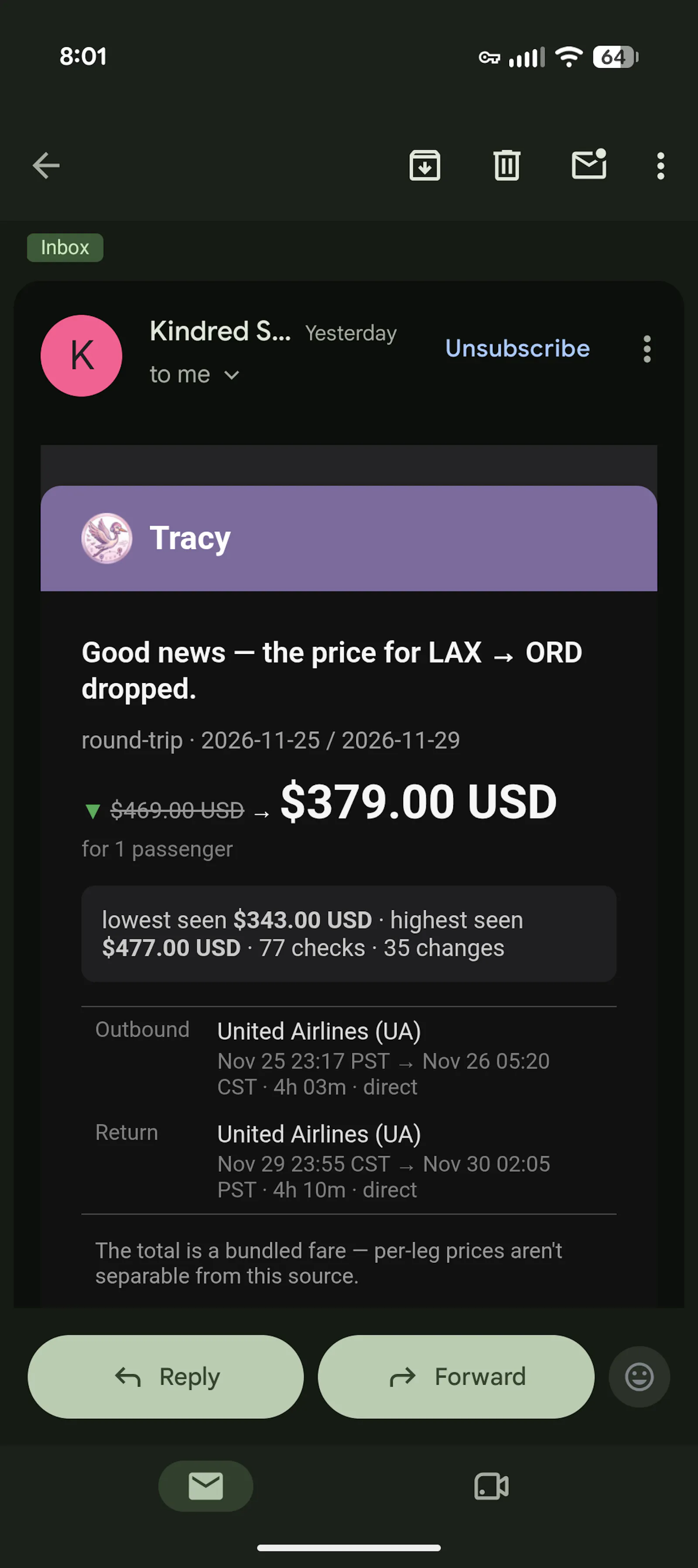 Tracy | Kindred Solves Flights screenshot 4