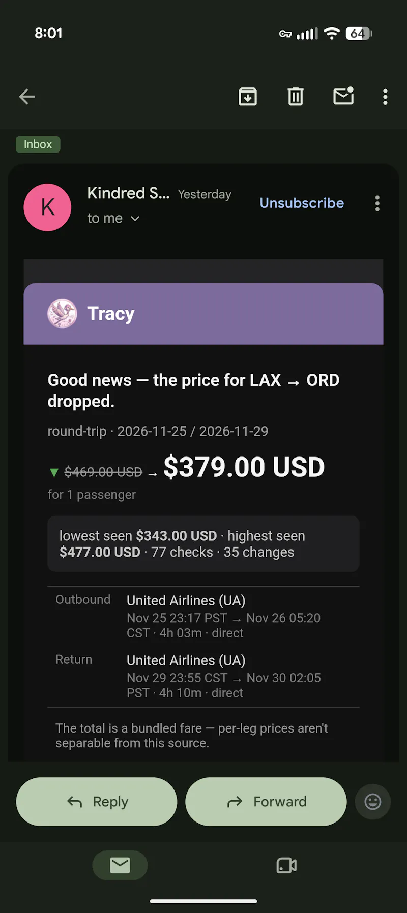 Tracy | Kindred Solves Flights screenshot 4