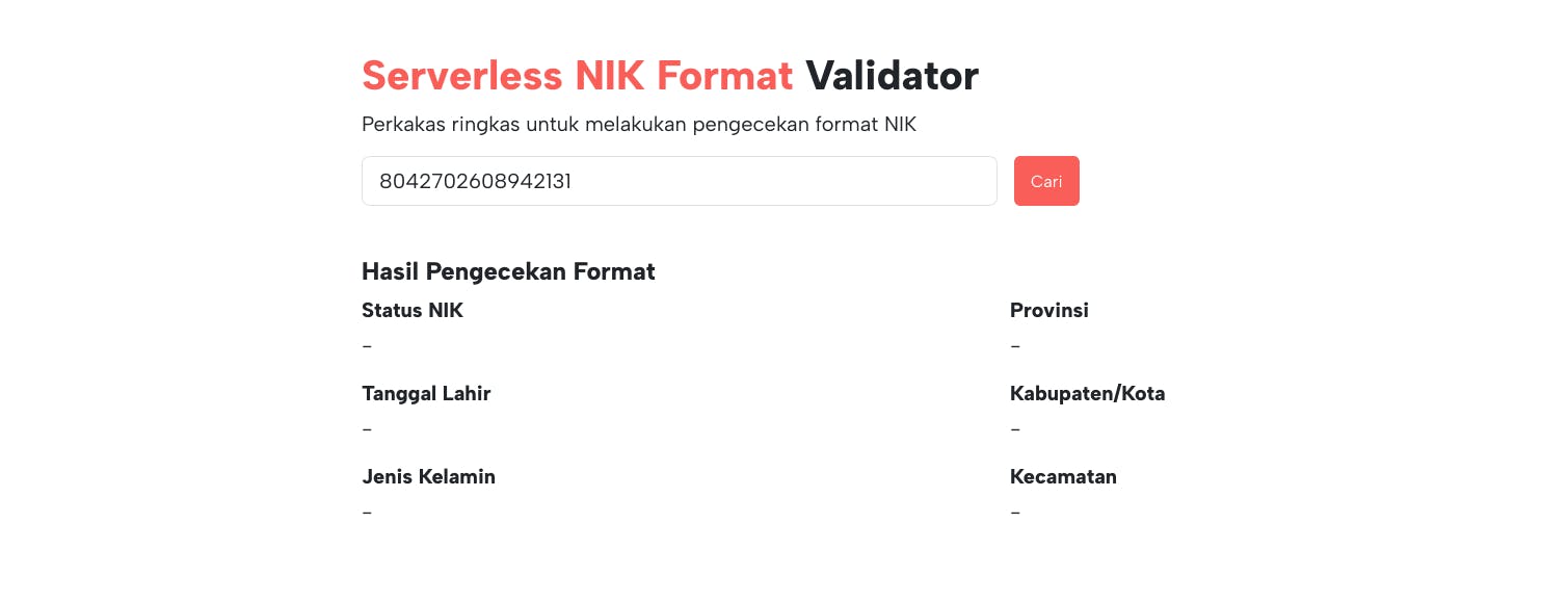 Serverless NIK Format Validator media 1