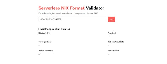 Serverless NIK Format Validator gallery image