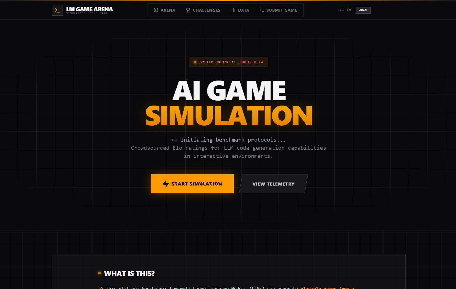 LM Game Arena - Main product screenshot demonstrating key features and user interface