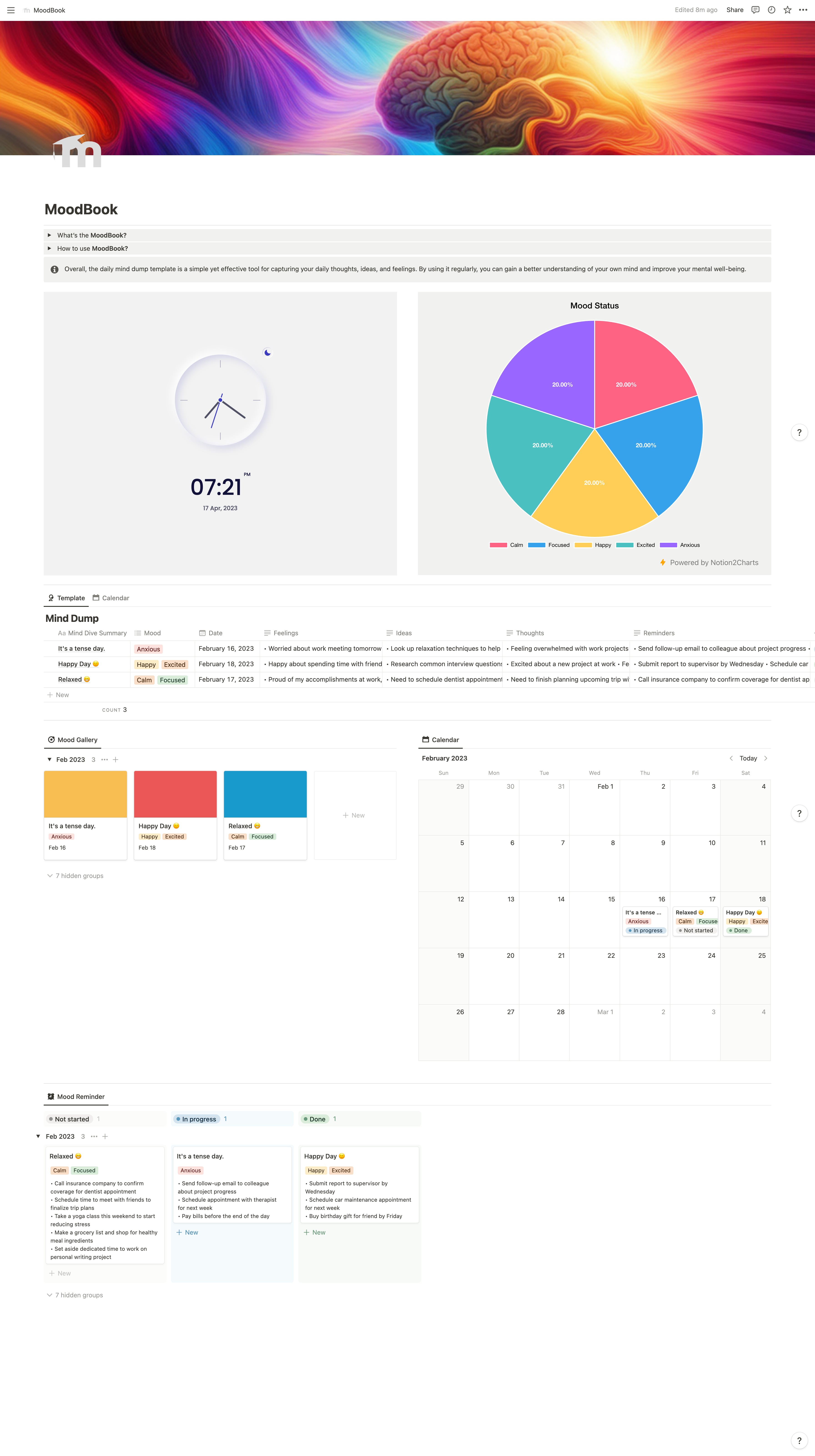 MoodBook Notion Template | Save Feelings media 1