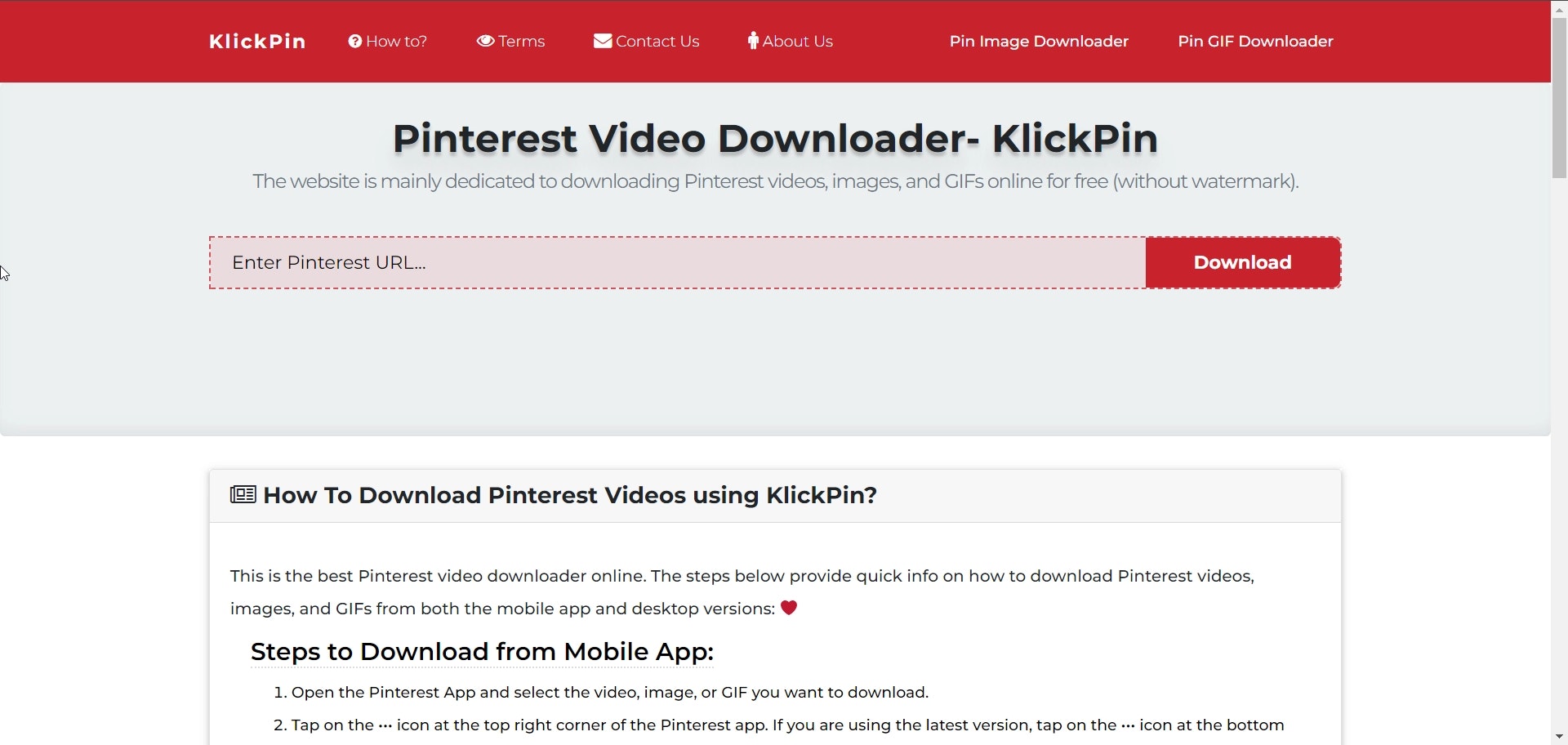 Pinterest Downloader- klickpin media 2