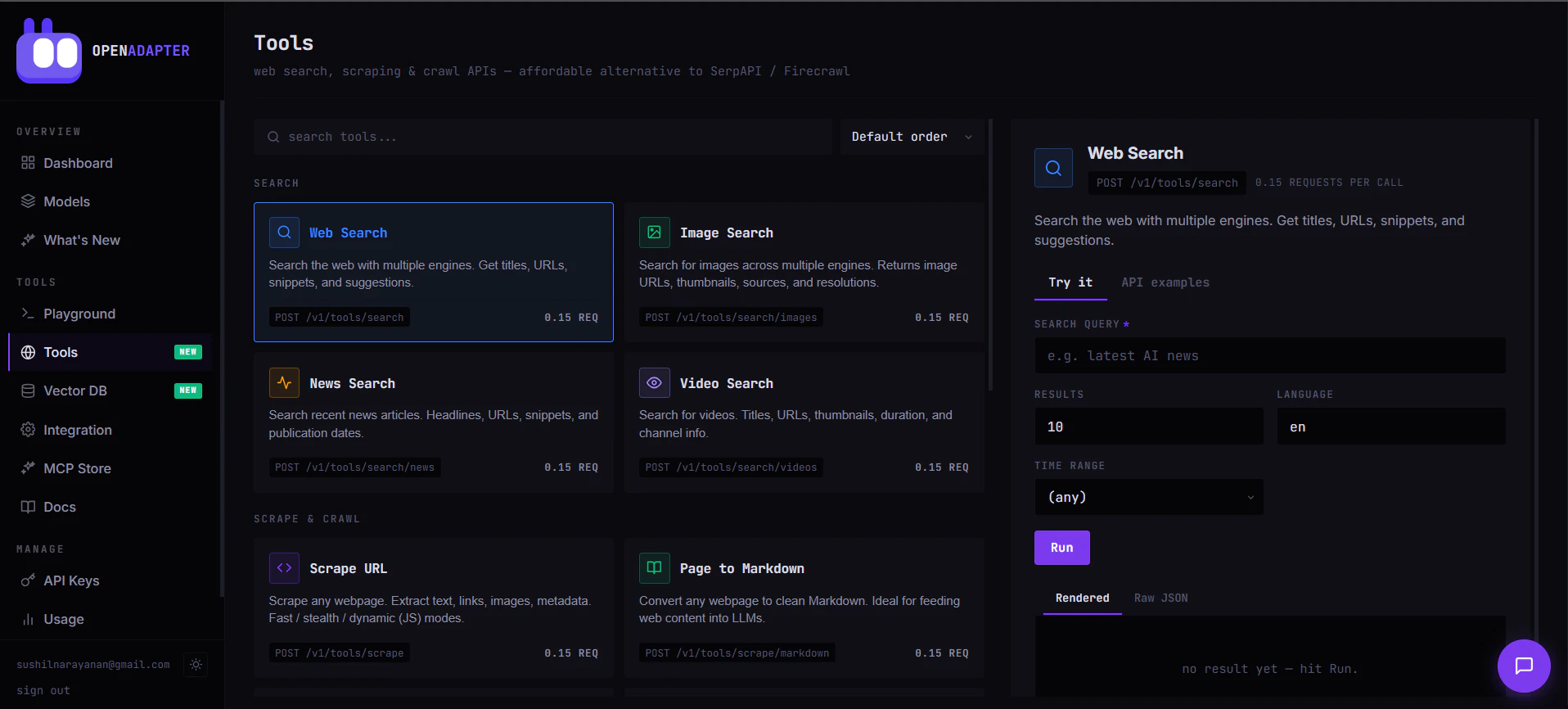 OpenAdapter - Search, Scrape & Vector DB screenshot 1