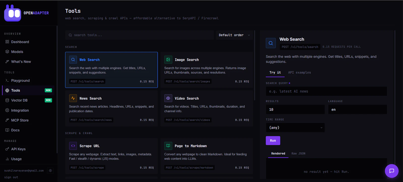 OpenAdapter - Search, Scrape & Vector DB screenshot 1
