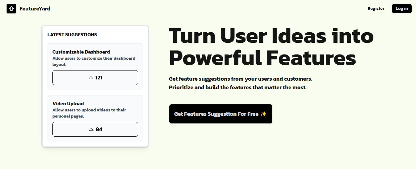 startuptile FeatureYard-Get valuable feature suggestions from your users