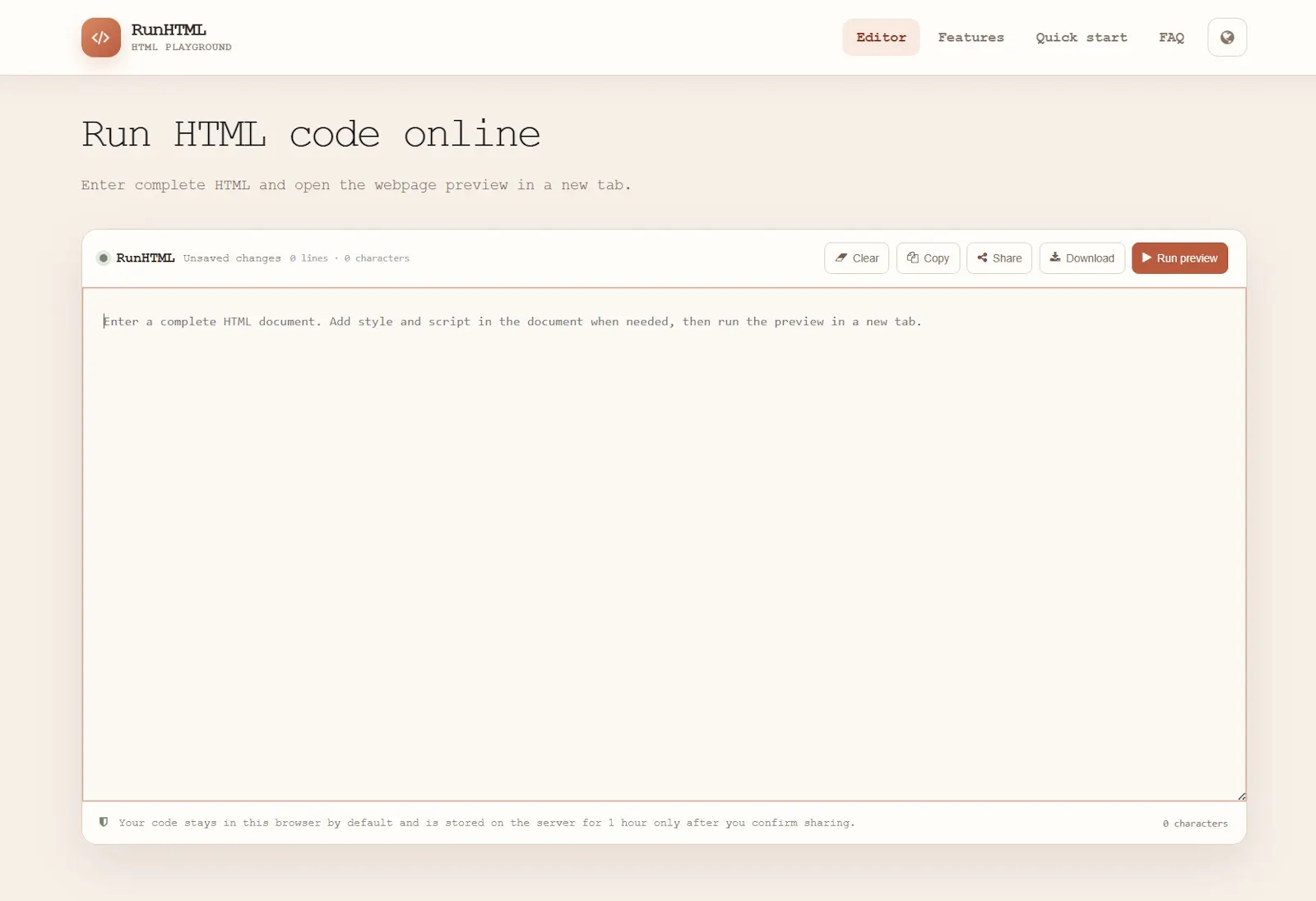 RunHTML - preview and share html page screenshot 1