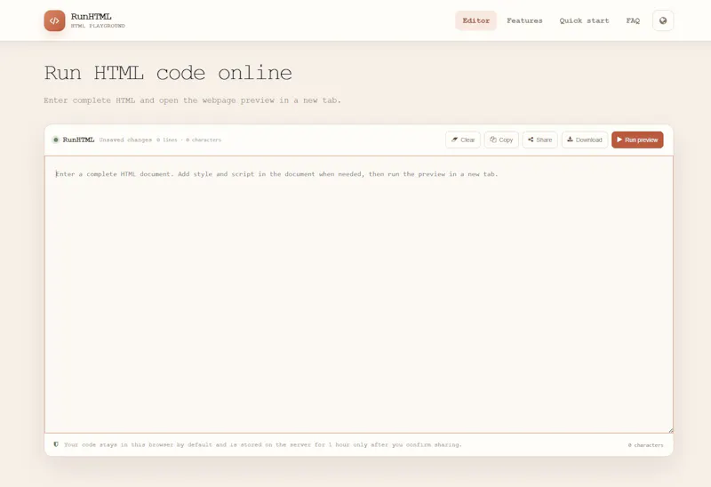 RunHTML - preview and share html page screenshot 1