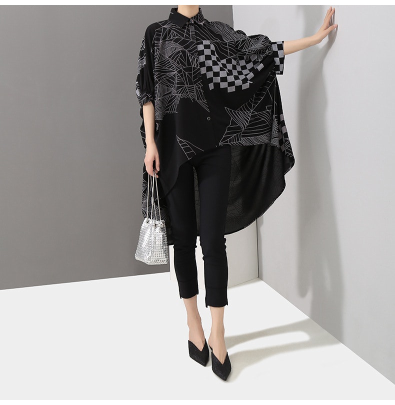 Plus Size Irregular Batwing Loose Shirt