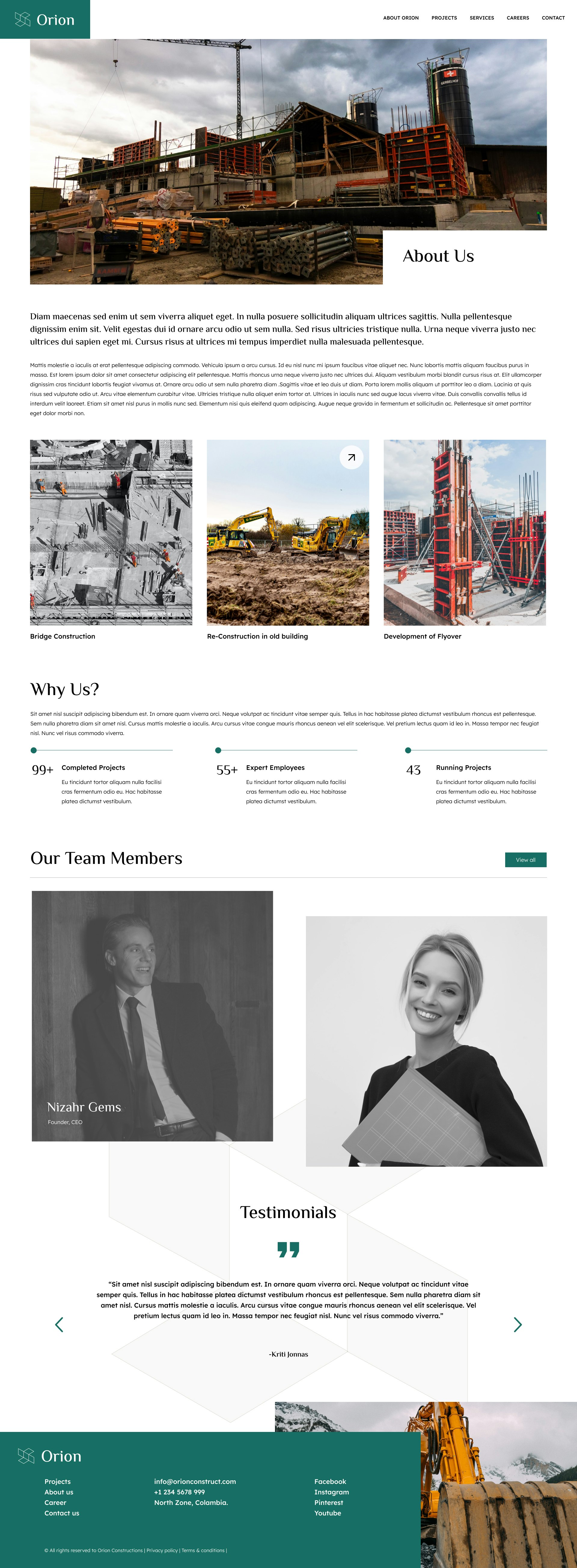 Mídia 9 de Modelo HTML do Site de Construção Orion