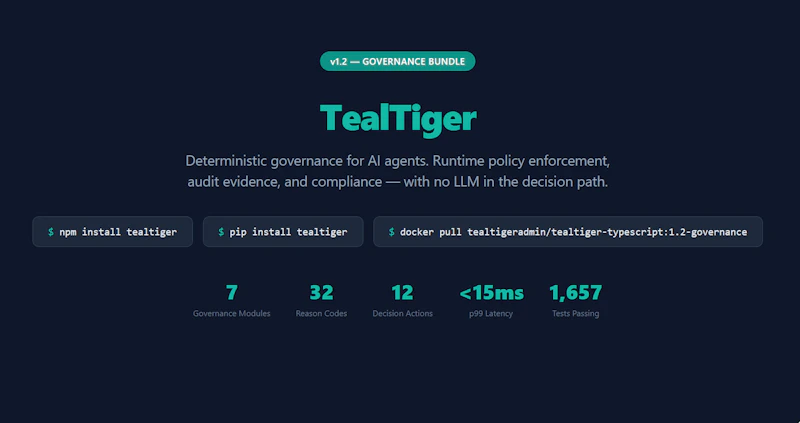 Product Hunt Launch — TealTiger v1.2 screenshot 1