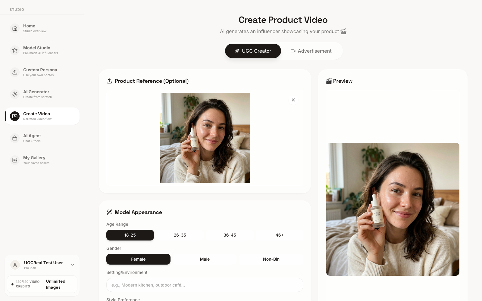 UGCReal — AI UGC That Looks Humanly Real gallery image